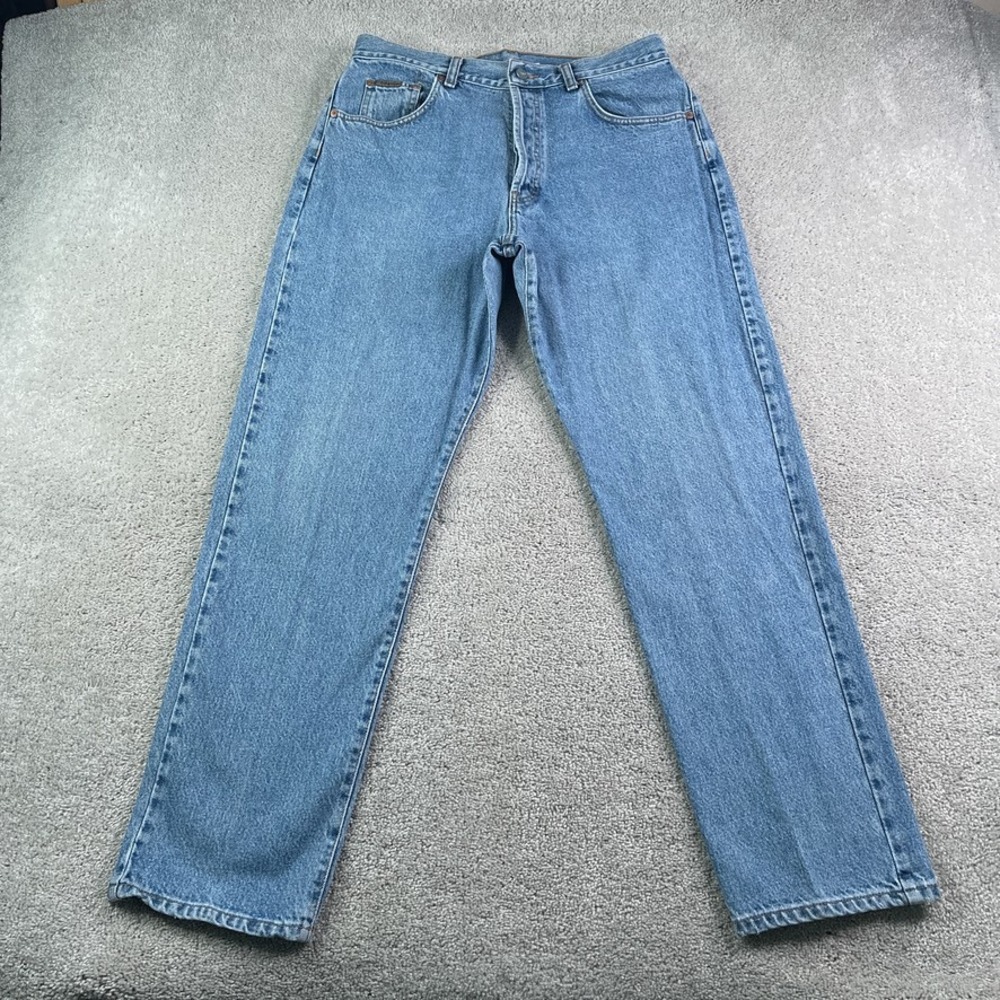 Vintage Calvin Klein Jeans Women 15 Blue Straight Button Fly Made in USA Denim